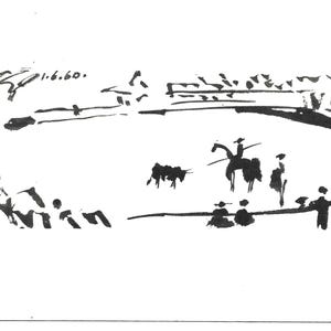 1-6-60 Cartão postal da tourada de Picasso L'arene França