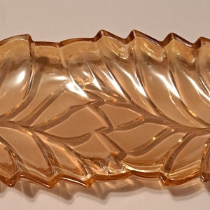 Amber Iridescent autumn leafs candy, relish dish.