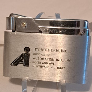 Vintage BENTLEY Butane Chrome Advertising Cigarette Lighter Made in Austria
