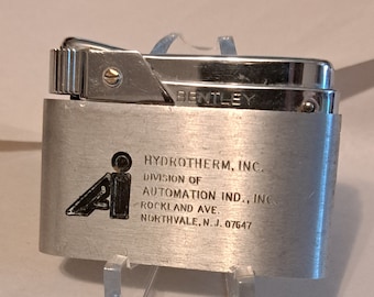 Vintage BENTLEY Butane Chrome Advertising Cigarette Lighter Made in Austria