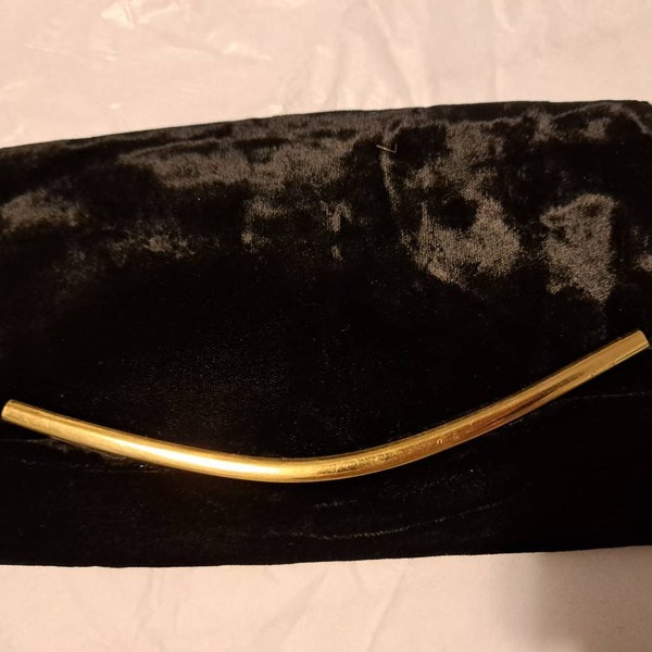 Brite Mode gold trim fold over vintage clutch Black Velvet