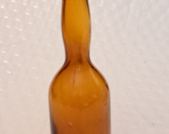 Miniature Amber Glass 'Ladies Leg' Bottle, 5" Antique Collectible