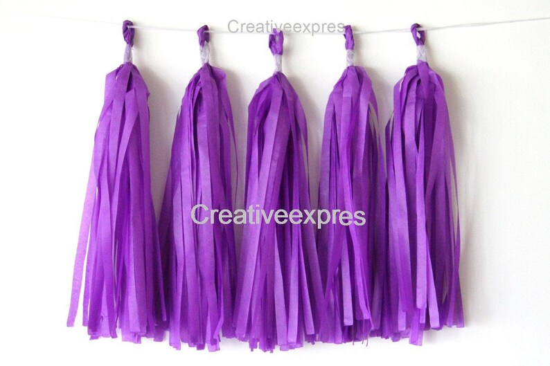 Birthday Baby Shower Wedding Party Same Day Shipping Tissue Paper Tassel Garlands 5 Purple Tassel Garlands DIY KIT