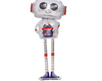 Robot Balloon 60&quot; Special Delivery, Birthday, Robot Birthday Party, Decor prop, Kids Robot Balloon, Robot Decoration, Robotics Party,