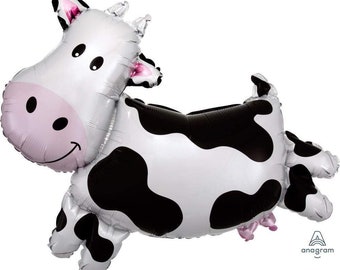 Cow Balloon, 30" Foil Balloon, Farm Party, Barnyard Balloon,Cow Party, Farm Animal Birthday, Cow Baby Shower, Cow Party Decor