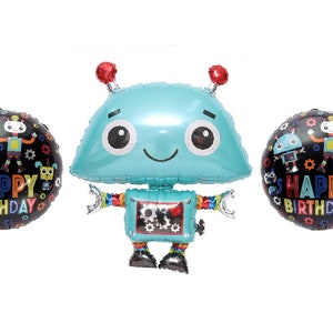 Robot Foil Balloons, Set of 3 Balloons, Two 18 and one 29 Balloons, Birthday Party, Robot Decoration, Robotics Party, image 4