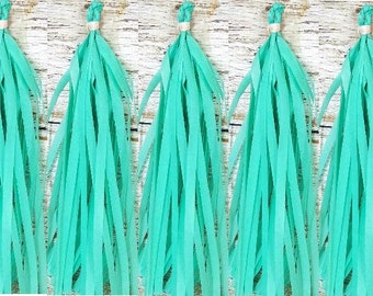 Tissue Paper Tassel Garlands 5 Aqua Tassel Garlands DIY KIT- Birthday Baby Shower Wedding Party Build Your Own Tissue Tassel Garland