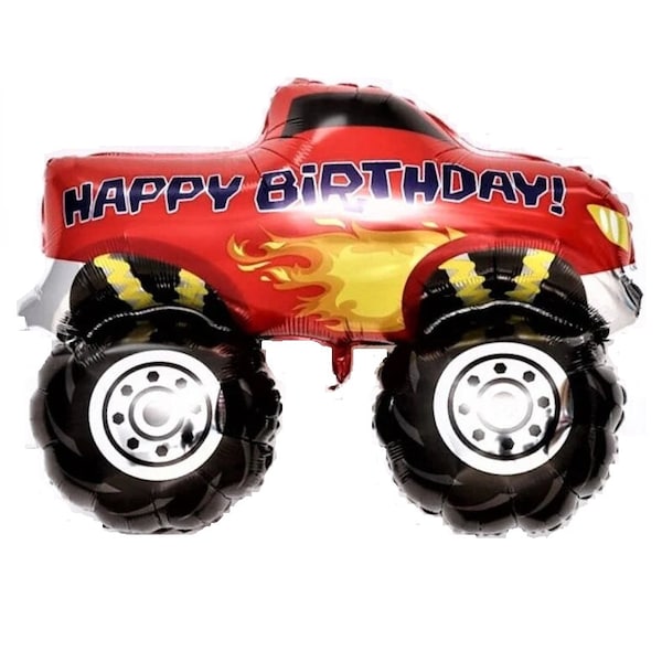 Monster Truck Balloon, Giant 40" Happy Birthday Truck Balloons, Birthday Truck, Truck Party Decorations,