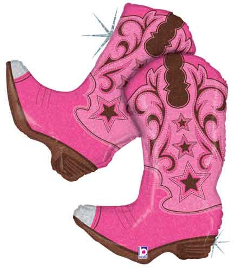 36 Holographic Pink Dancing Cowgirl Boots Foil Balloon Etsy