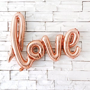 LOVE Balloon  30" Script Rose Gold Foil Balloon, Birthday, Weddings "Same Day Shipping Monday-Saturday"