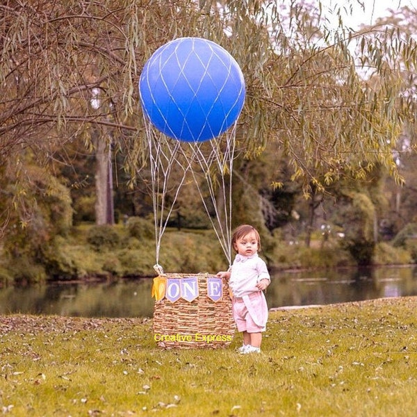 Hot Air Balloon Nets / 36" Hot Air Balloons and White Ribbon Nets / 1st birthday Photo Shoot / Birthday Party / Use With 30-36 inch Balloons