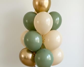 Eucalyptus & Gold Balloon Set: White Sand Latex Balloons (Set of 10)