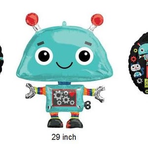Robot Foil Balloons, Set of 3 Balloons, Two 18 and one 29 Balloons, Birthday Party, Robot Decoration, Robotics Party, image 2