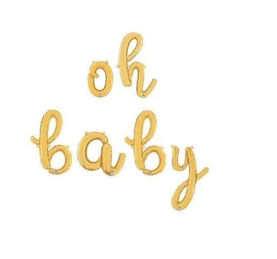 oh baby cursive balloon