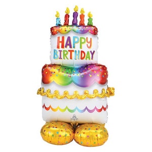 53&quot; Happy Birthday Rainbow Cake Balloon AirLoonz Balloon &quot;Air Fill Only&quot; &quot;Same Day Shipping&quot;