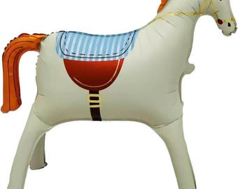 35" Standing Horse White Balloon Pony Party Horse Party Horse Birthday (Air Fill Only)