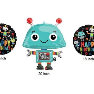 Robot Foil Balloons, Set of 3 Balloons, Two 18 and one 29 Balloons, Birthday Party, Robot Decoration, Robotics Party, image 7