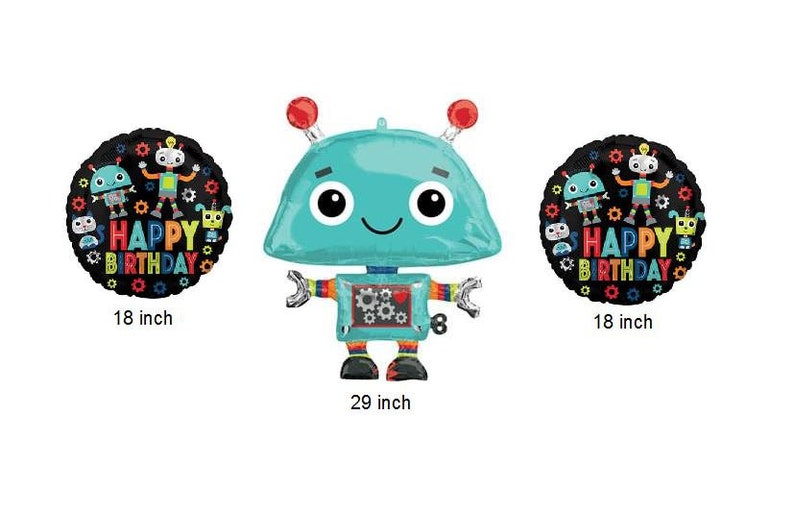 Robot Foil Balloons, Set of 3 Balloons, Two 18 and one 29 Balloons, Birthday Party, Robot Decoration, Robotics Party, image 7