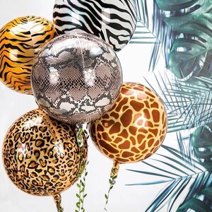 Animal Print Orbz Balloon 15&quot; Safari Animal Balloons,Jungle animal Jungle Party, Birthday Party Jungle animal Safari Theme Birthday Party