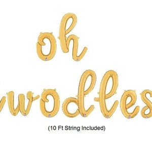 OH TWODLES Cursive Gold Foil Balloons Script Banner Foil Balloons 2nd Birthday 14" -24" tall "Same Day Shipping Monday-Saturday"