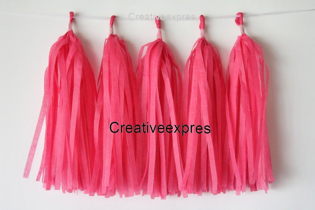 Tissue Paper Tassel Garlands 5 Hot Pink Tassel Garlands DIY Etsy