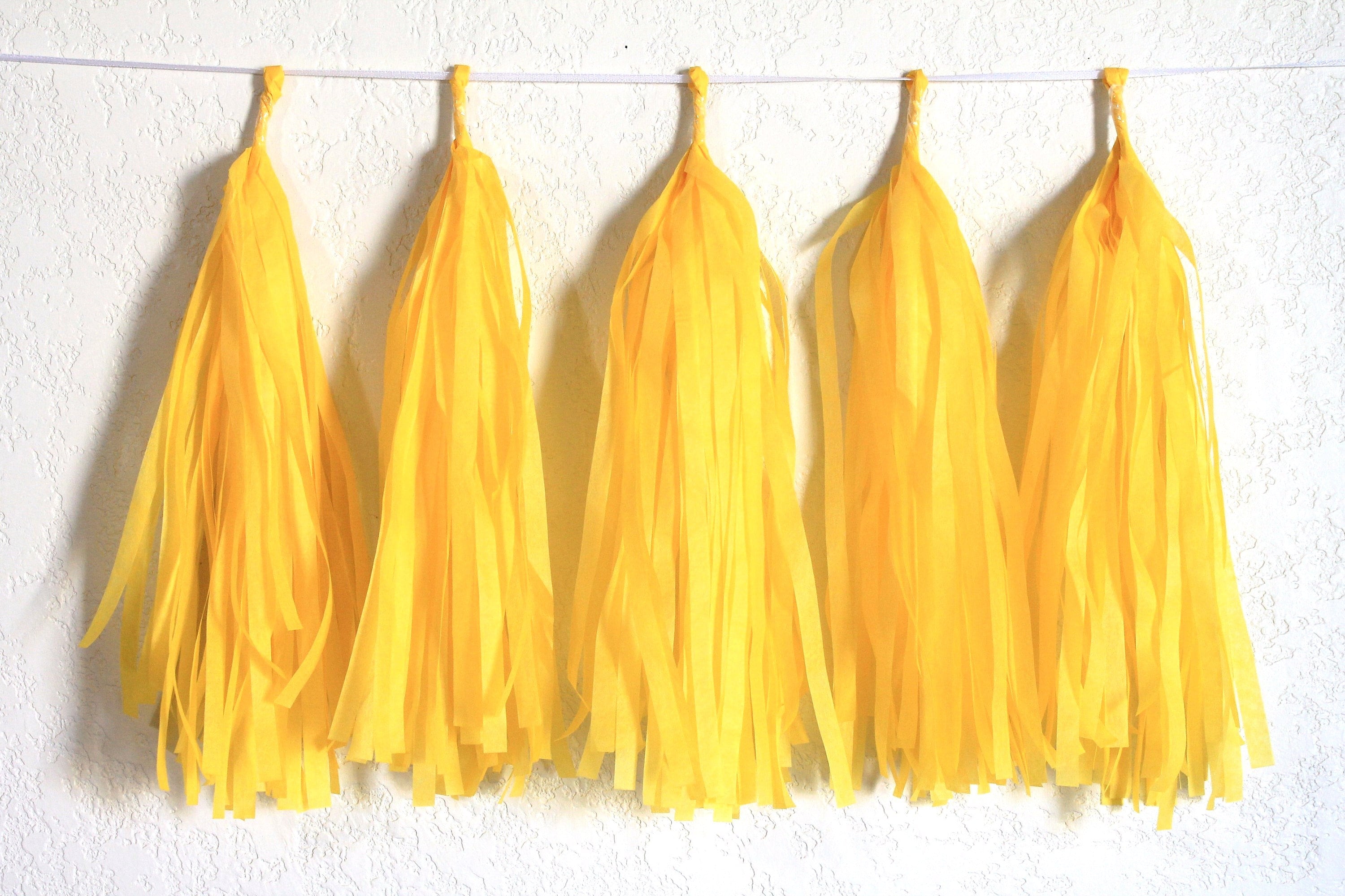 Tissue Paper Tassel Garlands 5 Golden Yellow Tassel Garlands Etsy