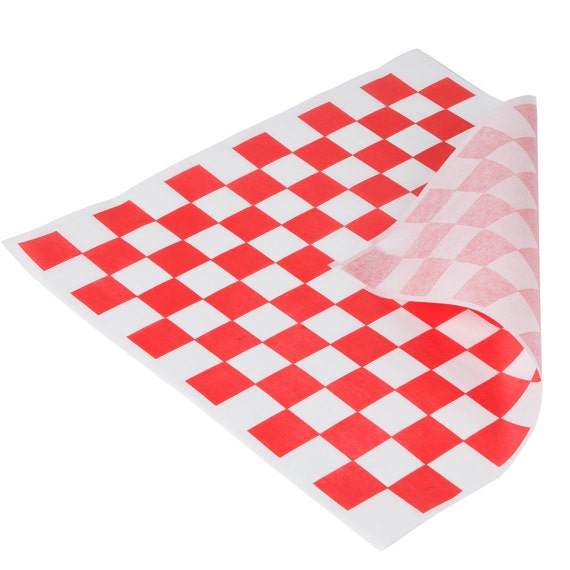 50 Sheets Red and White Checkered Deli Wrap Paper 12x12 Checkered Wax Paper  Party Supplies Food Wrapper same Day Shipping 