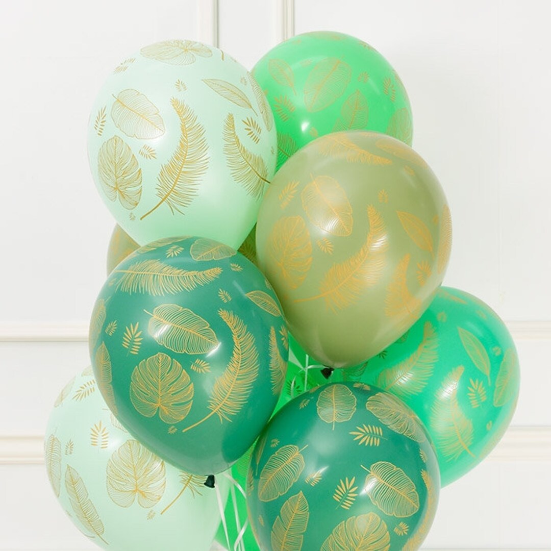 green-palm-leaf-latex-balloons-safari-party-decor-11-inch-etsy