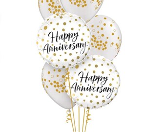 Golden Anniversary Balloon Bouquet: Gold Confetti, 50th Party Decor