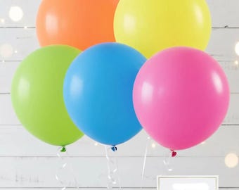 Neon Latex Balloons: 24" Party Decoration, Black Light Reactive