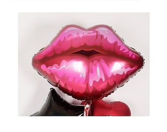 Red Kissy Lips Foil Balloon: 30-inch Party Decoration