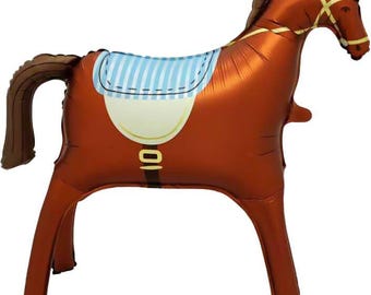 35" Standing Horse Brown Balloon Pony Party Horse Party Horse Birthday (Air Fill Only)