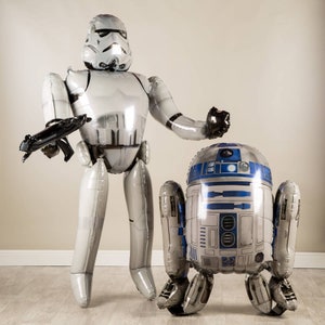 Star Wars Balloons, 70&quot; Storm Trooper Airwalker Balloon, 38&quot; R2D2 Gliding Balloon, Star Wars Party, Star Wars Birthday