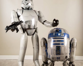 Star Wars Airwalker Balloon, 70" Stormtrooper & 38" R2D2 - Licensed Anagram