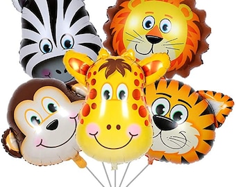 Jungle Animal Foil Balloons: Safari Party Decor