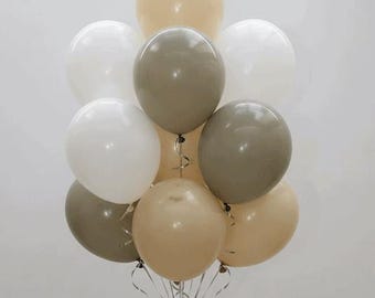 Eucalyptus & White Balloon Set: White Sand Latex Balloons (Set of 10)
