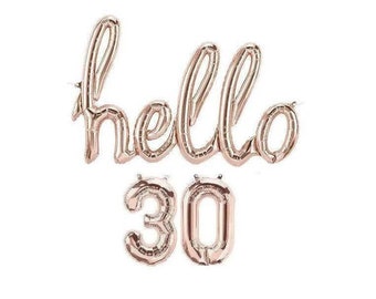 Hello 30/40/50/60/70 Rose Gold Foil Balloons 30th Birthday Banner Balloons Birthday Party decoration Letter Balloons