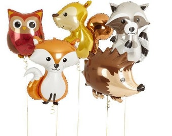 Woodland Balloons Animal Foil Balloons Birthday Baby Shower Party  Decor prop "Same Day Shipping"