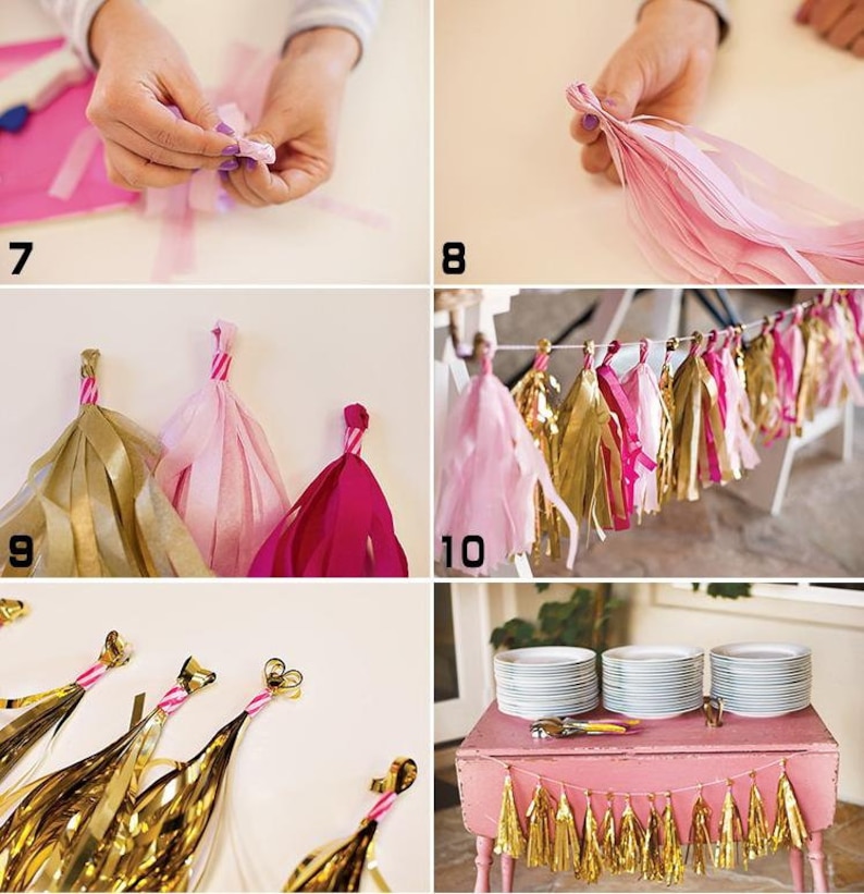 Birthday Baby Shower Wedding Party Same Day Shipping Monday-Saturday Tassel Garlands 5 Tissue Paper Tassels Garland DIY KIT