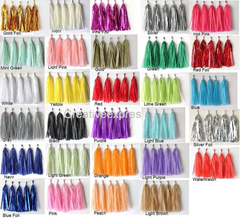 Birthday Baby Shower Wedding Party Same Day Shipping Tissue Paper Tassel Garlands 5 Purple Tassel Garlands DIY KIT