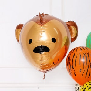 Palloncino in lamina a forma di testa di scimmia, decorazione per festa safari