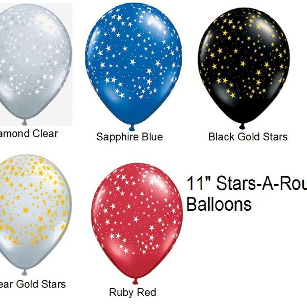 11 inch Stars-A-Round  Balloons 10 balloons Party Decor prop "Same Day Shipping"