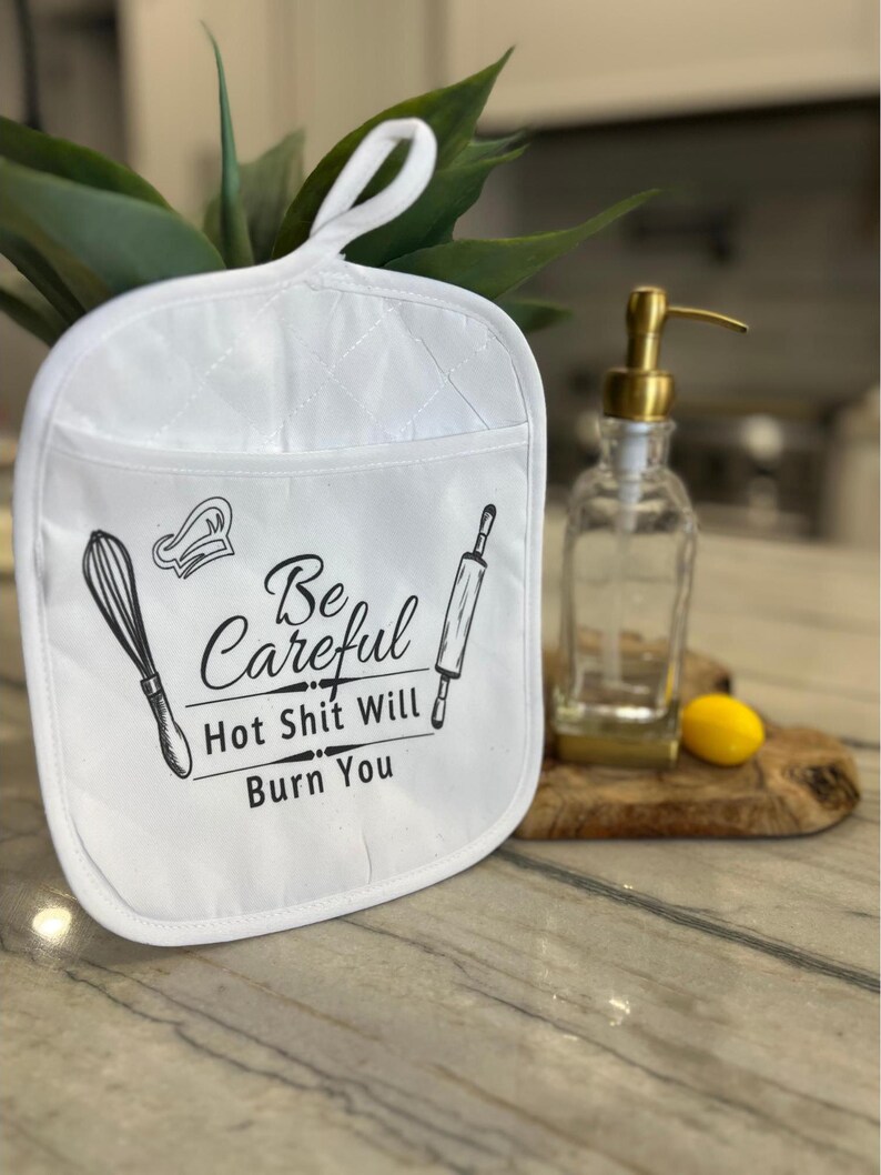 Funny Potholder Custom Kitchen Sign Gift Personalized Decor Gift Custom Pot Holder Designs Hand Kitchen Decor Baking Cooking Oven Mitt