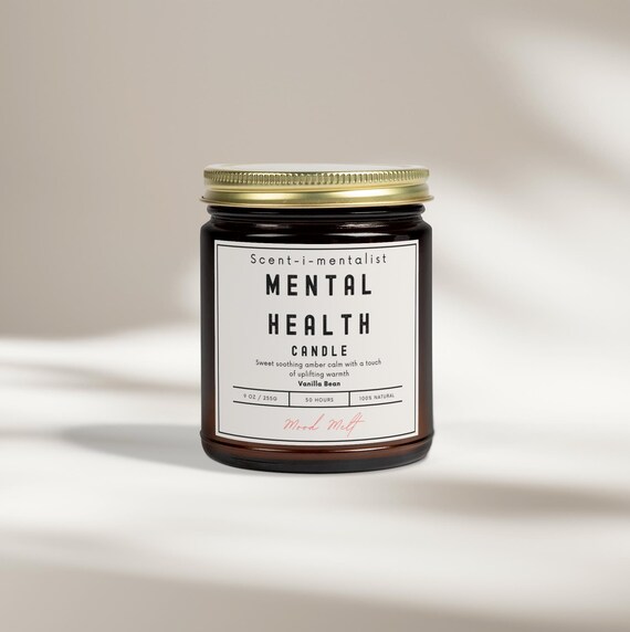 Scented Mental Health Candle, Vanilla Bean, Mood Melt