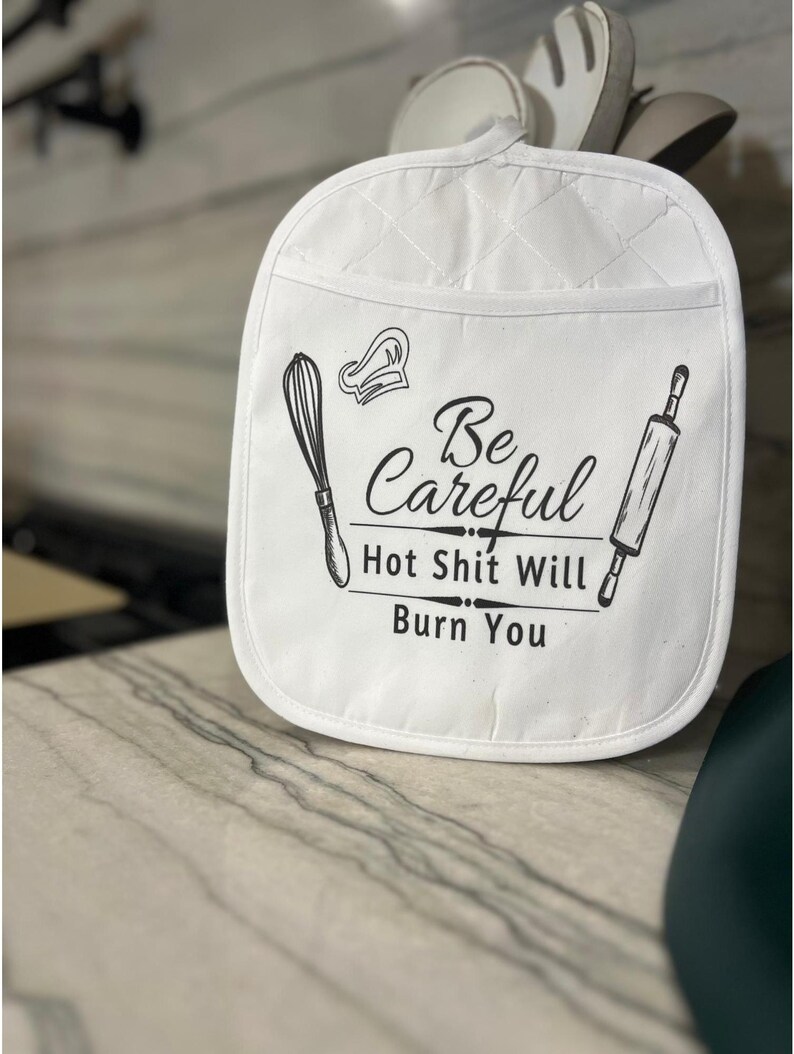 Funny Potholder Custom Kitchen Sign Gift Personalized Decor Gift Custom Pot Holder Designs Hand Kitchen Decor Baking Cooking Oven Mitt