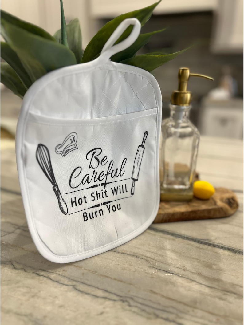Funny Potholder Custom Kitchen Sign Gift Personalized Decor Gift Custom Pot Holder Designs Hand Kitchen Decor Baking Cooking Oven Mitt