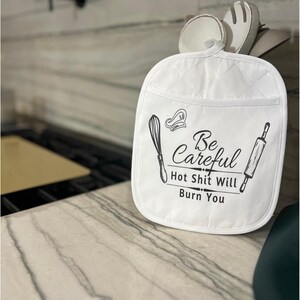 Funny Potholder Custom Kitchen Sign Gift Personalized Decor Gift Custom Pot Holder Designs Hand Kitchen Decor Baking Cooking Oven Mitt