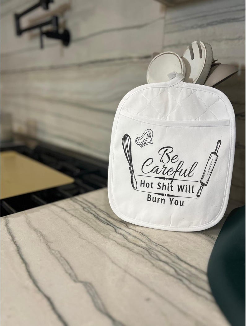 Funny Potholder Custom Kitchen Sign Gift Personalized Decor Gift Custom Pot Holder Designs Hand Kitchen Decor Baking Cooking Oven Mitt