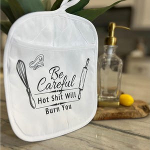 Funny Potholder Custom Kitchen Sign Gift Personalized Decor Gift Custom Pot Holder Designs Hand Kitchen Decor Baking Cooking Oven Mitt