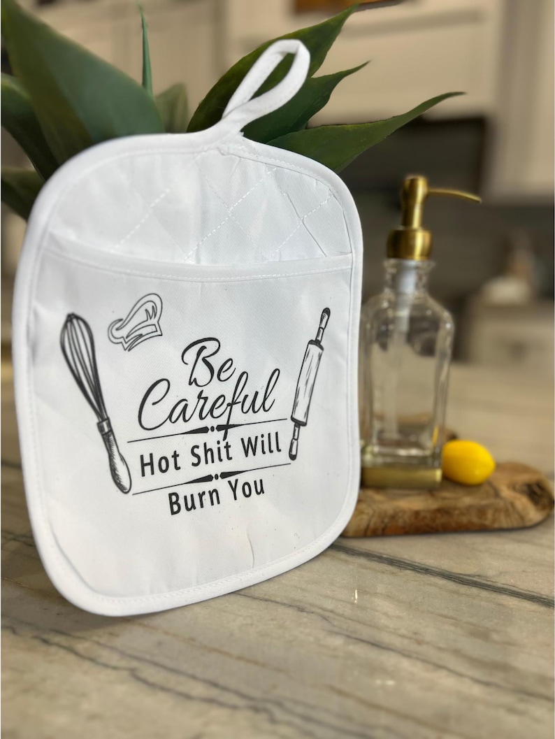 Funny Potholder Custom Kitchen Sign Gift Personalized Decor Gift Custom Pot Holder Designs Hand Kitchen Decor Baking Cooking Oven Mitt